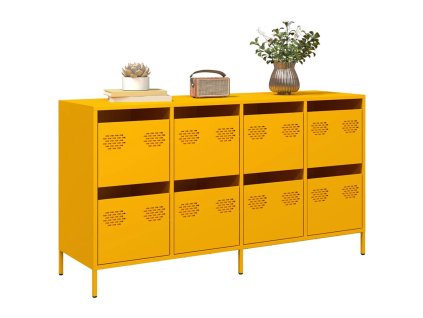 vidaXL Příborník žlutý 135 x 39 x 73,5 cm ocel válcovaná za studena