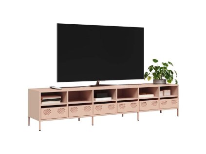 vidaXL TV skříňka růžová 202 x 39 x 43,5 cm ocel válcovaná za studena