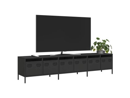 vidaXL TV skříňka černá 202x39x43,5 cm ocel válcovaná za studena