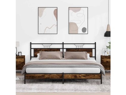 vidaXL Kovový rám postele bez matrace kouřový dub 193 x 203 cm