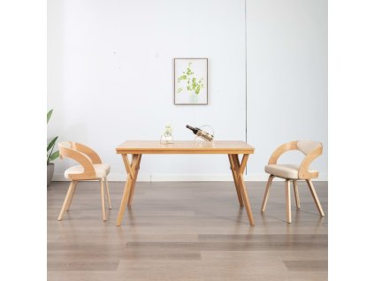 vidaXL Jídelní židle 2 ks krémové ohýbané dřevo a umělá kůže