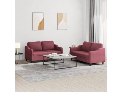 vidaXL 2dílná sedací souprava s poduškami vínová textil