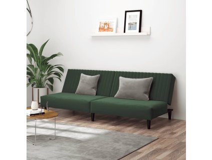 vidaXL 2místná rozkládací pohovka tmavě zelená samet