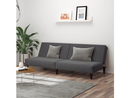 vidaXL 2místná rozkládací pohovka tmavě šedá samet