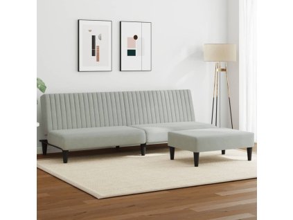 vidaXL 2dílná sedací souprava světle šedá samet