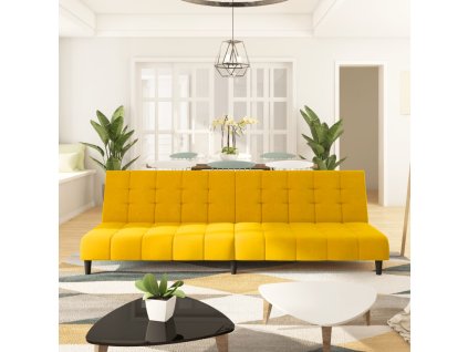 vidaXL 2místná rozkládací pohovka žlutá samet