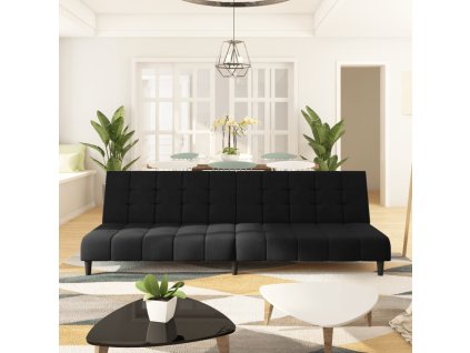 vidaXL 2místná rozkládací pohovka černá samet