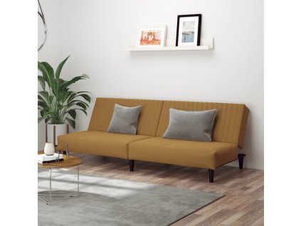 vidaXL 2místná rozkládací pohovka hnědá samet