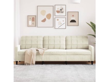 vidaXL 3místná pohovka krémová 210 cm samet