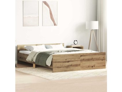 vidaXL Rám postele bez matrace Řemeslnický dub Dřevěné konstrukce