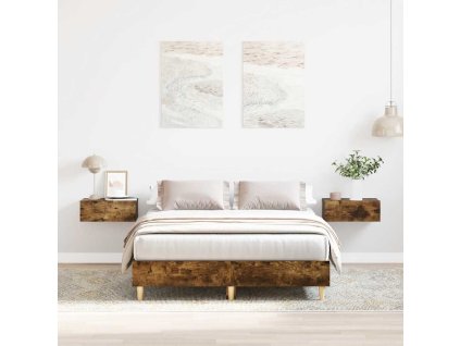 vidaXL Rám postele bez matrace Kouřový dub Dřevěné konstrukce