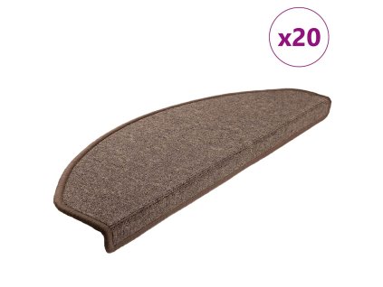 vidaXL Schodové rohože 20 ks 65 x 24 x 4 cm kávově hnědé, půlkulaté, velké