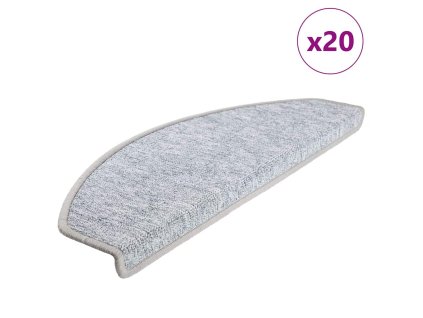 vidaXL Schodové rohože 20 ks 65 x 24 x 4 cm světle šedé, půlkulaté, velké