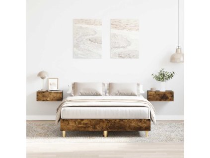 vidaXL Rám postele bez matrace Kouřový dub 120x190 cm kompozitní dřevo