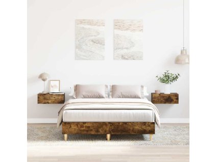 vidaXL Rám postele bez matrace Kouřový dub 135x190 cm kompozitní dřevo