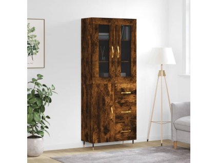 vidaXL Skříň highboard kouřový dub 69,5 x 34 x 180 cm kompozitní dřevo