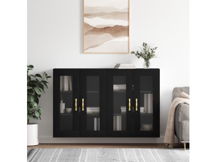 vidaXL Nástěnné skříňky 2 ks černé kompozitní dřevo