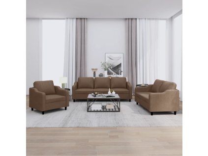 vidaXL 3dílná sedací souprava s poduškami hnědá textil