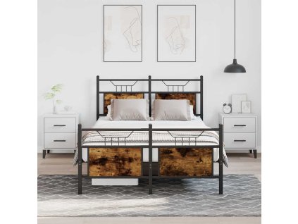 vidaXL Rám postele bez matrace kouřový dub 120x190 cm kompozitní dřevo