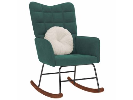 vidaXL Houpací židle tmavě zelená samet