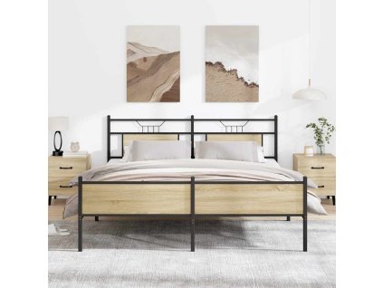 vidaXL Kovový rám postele bez matrace dub sonoma 183 x 213 cm