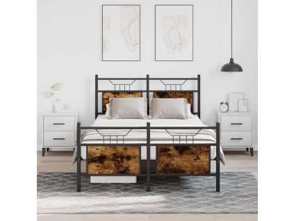 vidaXL Rám postele bez matrace kouřový dub 120x200 cm kompozitní dřevo