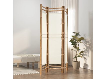 vidaXL Skládací 3panelový paraván 120 cm bambus a plátno