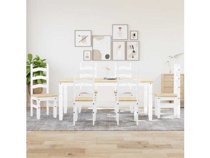 vidaXL Jídelní set ze 7 kusů "Panama" Bílé masivní dřevo borovice