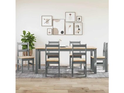 vidaXL Jídelní set ze 7 kusů "Panama" Grey Borovicový masiv
