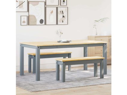 vidaXL Jídelní set ze 3 kusů "Panama" Grey Borovicový masiv