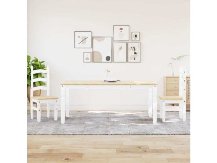 vidaXL Jídelní set ze 3 kusů "Panama" Bílé masivní dřevo borovice