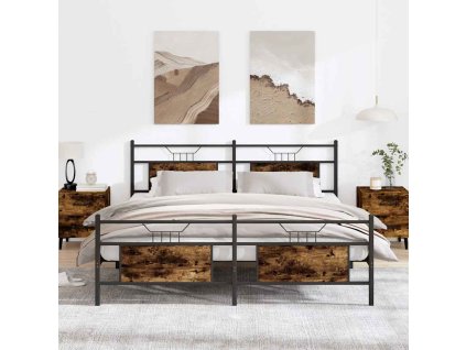 vidaXL Kovový rám postele bez matrace kouřový dub 183 x 213 cm