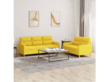 vidaXL 2dílná sedací souprava s poduškami světle žlutá textil