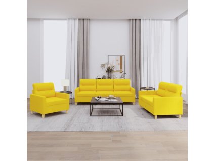 vidaXL 3dílná sedací souprava s poduškami světle žlutá textil