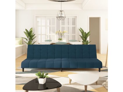 vidaXL 2místná rozkládací pohovka modrá samet