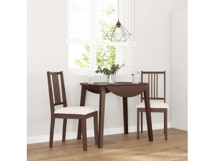 vidaXL Jídelní židle s polštáři 2 ks Hnědá masivní dřevěná guma