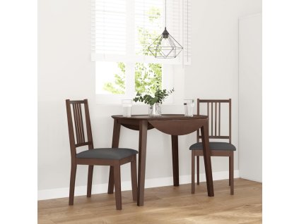 vidaXL Jídelní židle s polštáři 2 ks Hnědá masivní dřevěná guma