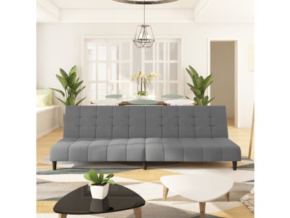 vidaXL 2místná rozkládací pohovka světle šedá samet