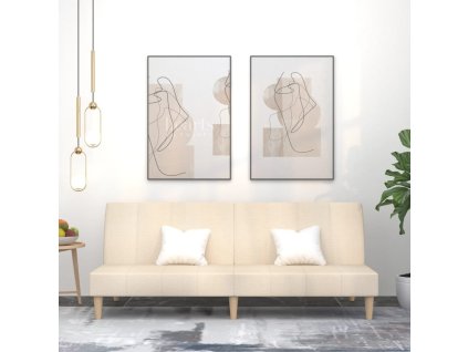 vidaXL 2místná rozkládací pohovka krémová textil