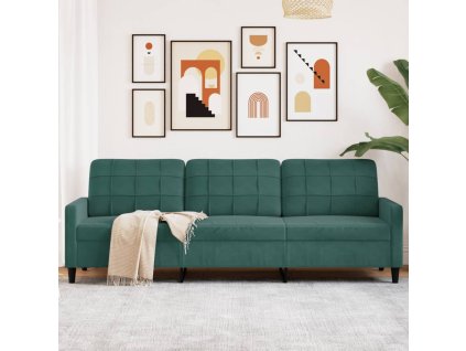 vidaXL 3místná pohovka tmavě zelená 210 cm samet