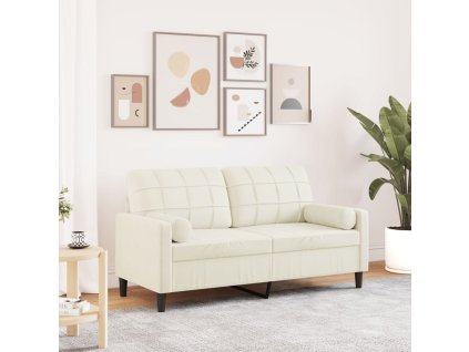 vidaXL 2místná pohovka s polštáři krémová 140 cm samet