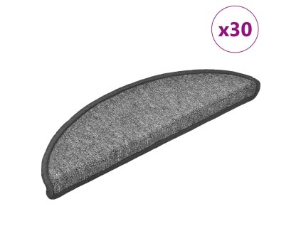 vidaXL Schodové rohože 30 ks 56 x 17 x 3 cm tmavě šedé, půlkulaté