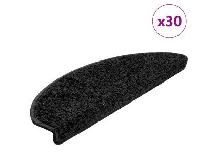 vidaXL Schodové rohože 30 ks 65 x 21 x 4 cm černé, půlkulaté, velké
