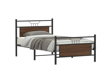 vidaXL Rám postele bez matrace Dub hnědý 107x203 cm Dřevěné konstrukce