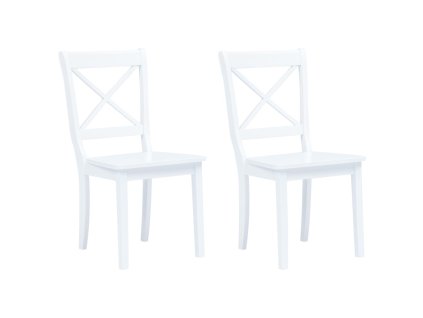 vidaXL Jídelní židle 2 ks bílé masivní kaučukovník