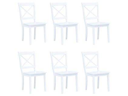 vidaXL Jídelní židle 6 ks bílé masivní kaučukovník