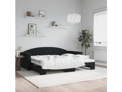 vidaXL Válenda s přistýlkou černá 90 x 200 cm samet