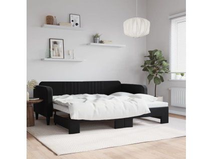 vidaXL Válenda s přistýlkou černá 90 x 200 cm samet