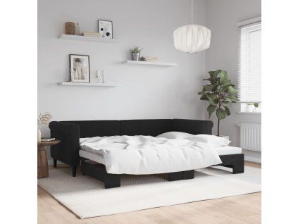 vidaXL Válenda s přistýlkou černá 90 x 200 cm samet