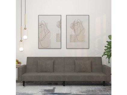 vidaXL 2místná rozkládací pohovka se 2 polštáři tmavě šedá samet